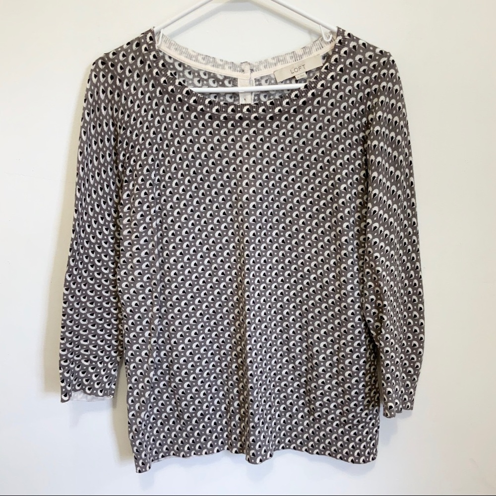 Ann Taylor Loft Scallop Pattern 3/4 Sleeve Sweater
